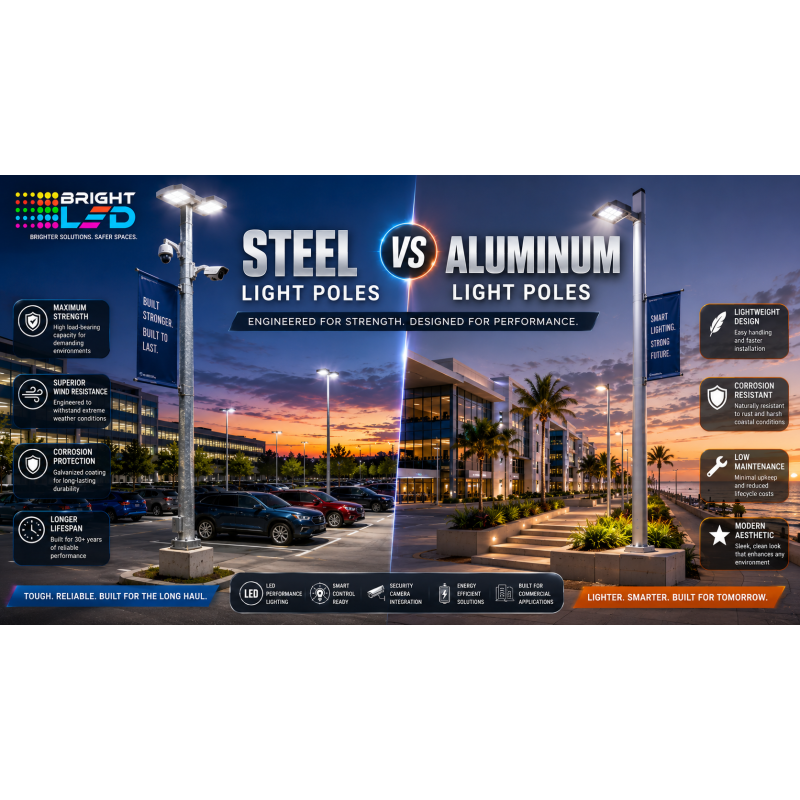 How to Choose the Right Commercial Light Pole: Steel vs. Aluminum