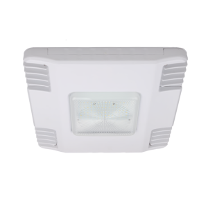 Side profile of a 100W LED canopy light engineered for reliable commercial and industrial outdoor lighting.