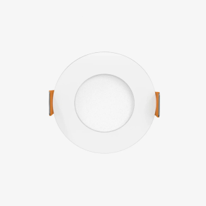 Front face of a 3-inch round slim recessed LED downlight fixture with 6W power and 5CCT selectable white tuning.