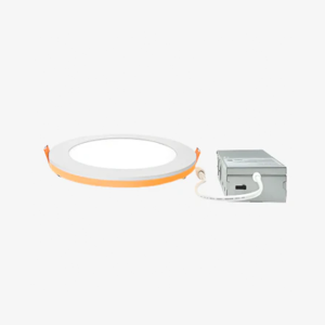 6-inch ultra-thin recessed ceiling panel displaying the integrated 3W 2000K amber night light accent ring.