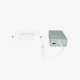 Front face of a 6-inch square slim recessed LED downlight with 12W power and 5CCT selectable white by Bright LED TX.