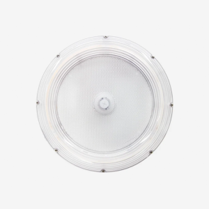 White round wattage selectable commercial LED garage canopy fixture with 3CCT color tuning by Bright LED TX.
