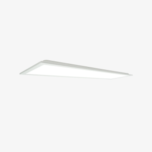 Front face of a 1x4 back-lit LED panel light fixture featuring 5CCT selectable white for commercial drop ceilings.