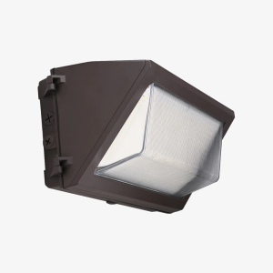 New 60W commercial LED wall pack fixture with a heavy-duty protective glass cover by Bright LED TX.