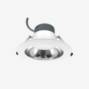 Technical drawing and ceiling cut-out dimension specifications for an 8-inch tunable commercial LED downlight.