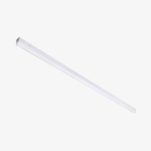 Industrial 8ft skinny linear strip light fixture, 80W wattage tunable commercial LED for warehouse ceiling lighting.