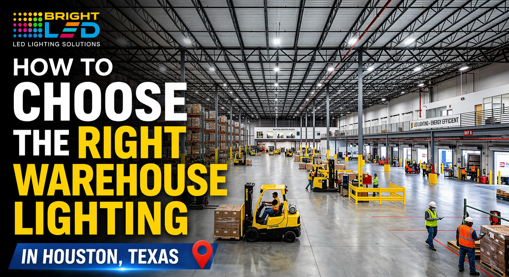 warehouse LED lighting in Houston TX for industrial facility energy efficient lighting