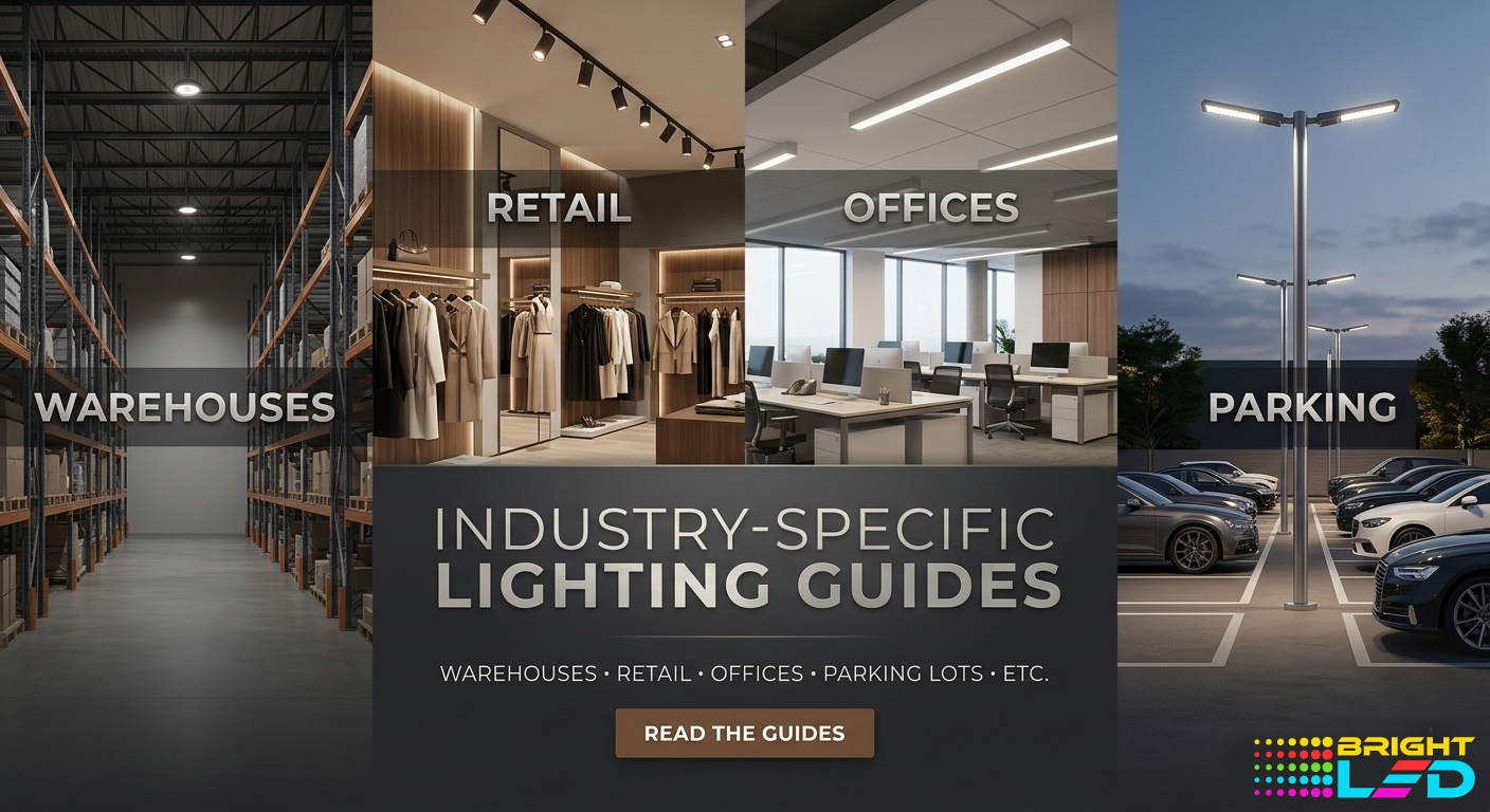 Industry-specific LED lighting solutions for warehouses, retail stores, offices, and parking lots