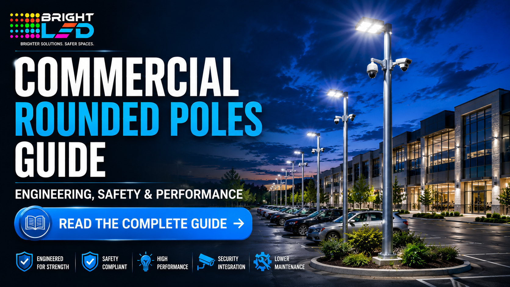 Commercial Rounded Steel Pole for Parking Lot Lighting and Infrastructure